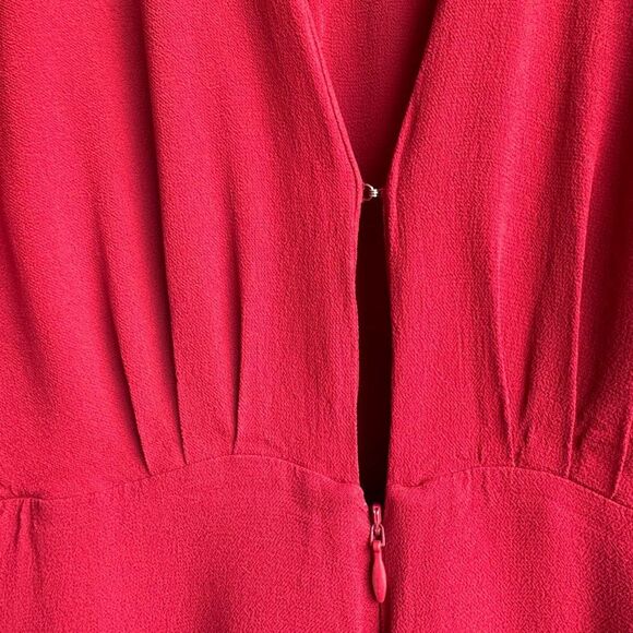 Reformation Red Deep V Straight Wide Leg Short Sleeve Party One Piece Size 0 XS - Picture 4 of 10